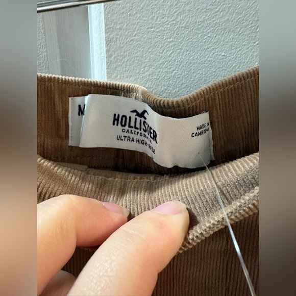 Hollister Skirt Brown Corduroy Cotton Pleated Ultra High Rise Back Zip NWT - Picture 3 of 3